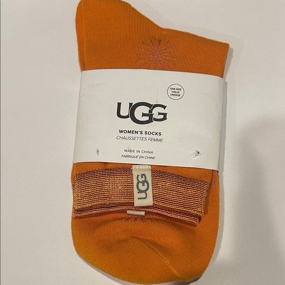 UGG Dark Apricot Crew Socks with Branded Tab -NWT